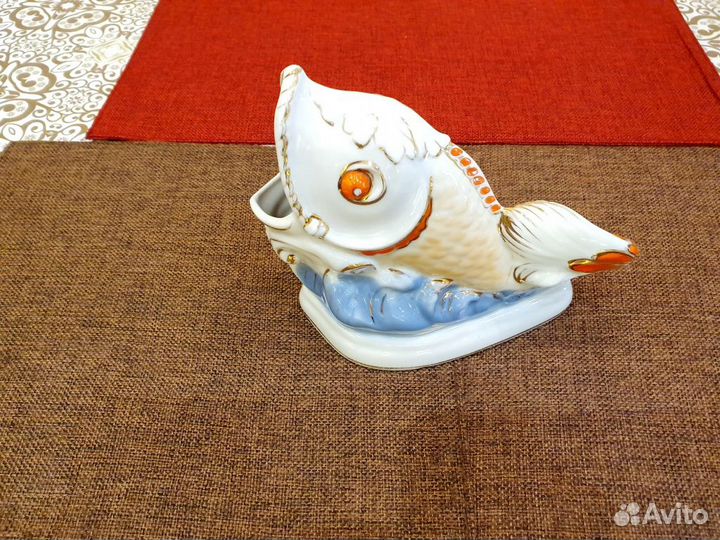 Солфетница Золотая рыбка фарфор СССР винтаж