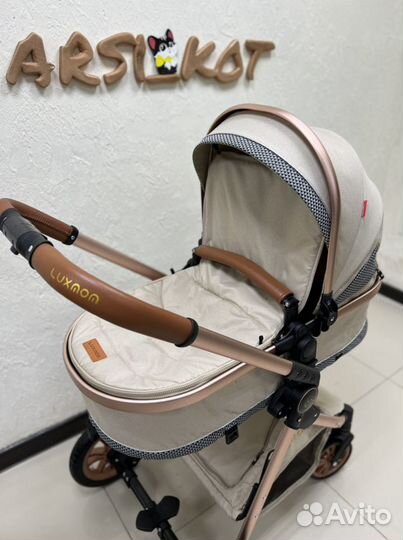 Коляска-трансформер 3 в 1 luxMom V9 молочный беж