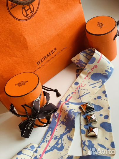 Подарочный набор оригинал hermes твили и пирамидки