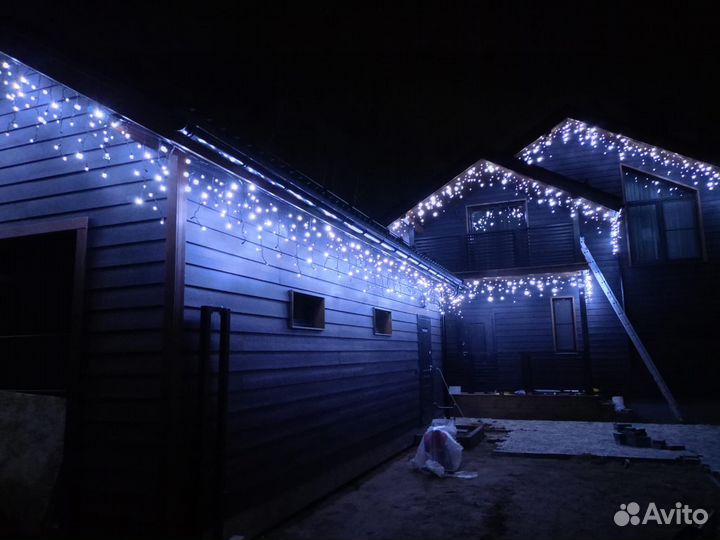 Украшение домов гирляндами