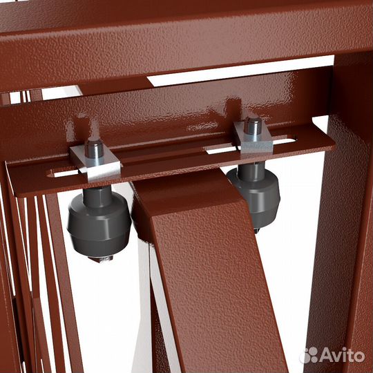 Ворота откатные каркас с комплектом под автоматику Премиум 5х2 м с калиткой коричневые RAL 8017 левы