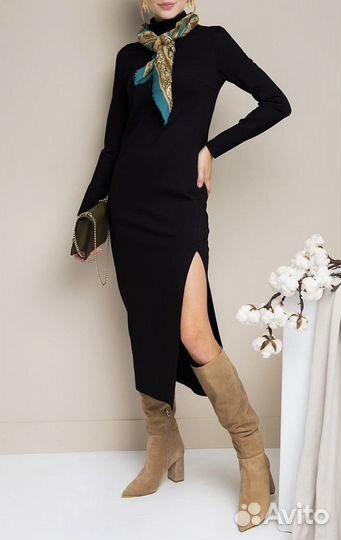 Платье черное с длинным рукавом (новок с биркой)