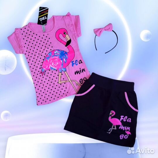 Костюм юбкой+футболка+ободок