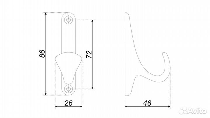 Крючок однорожковый атласный сатиновый никель LUiS