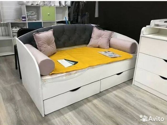 Кровать съёмный борт мягк спинка детская лдсп