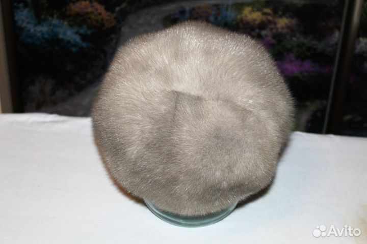 Шапка норковая серая (кепка)