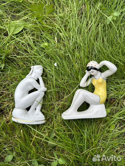 Статуэтки «Лфз девушка на камне, гжель пляжница»