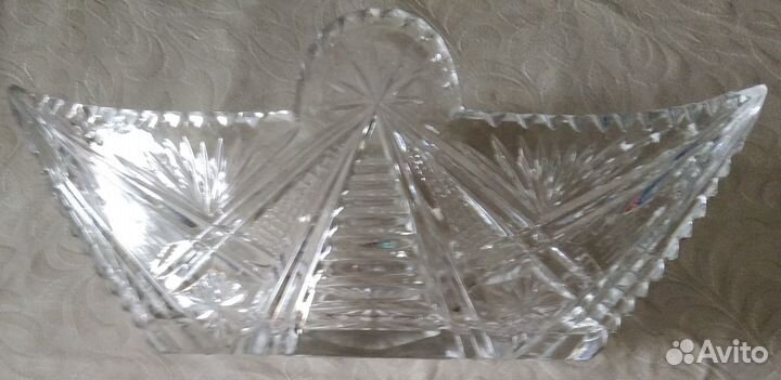 Хрустальная конфетница ладья СССР