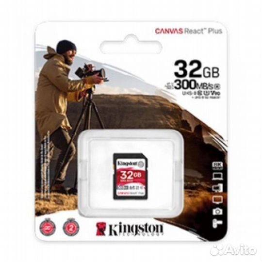 Карта Памяти 32Gb Kingston Canvas React Plus sdhc