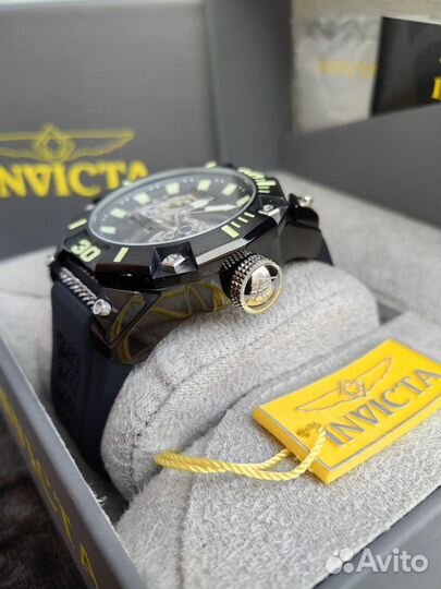 Большие Чёрные Механические Часы Invicta Bolt Муж