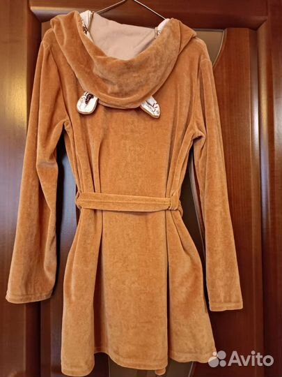 Халат детский для девочки, 12-14 лет, с капюшоном