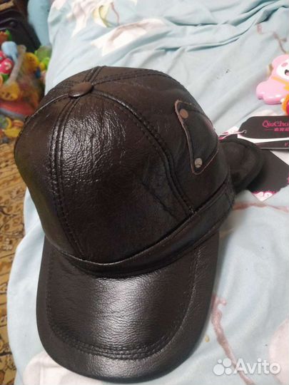 Бейсболка натуральная кожа утепленная