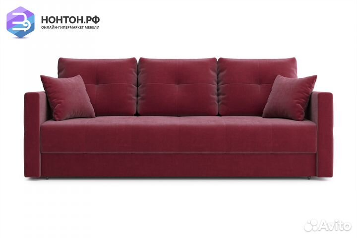Диван еврокнижка Вита 3-х местный бордовый