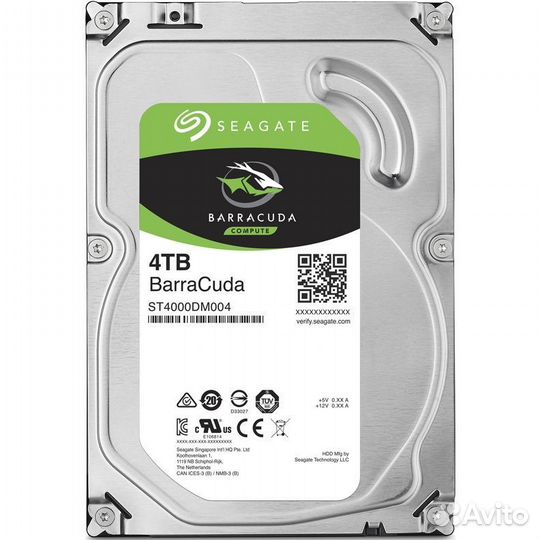 HDD 3,5 4Tb Seagate Barracuda ST4000DM004, 5400rpm