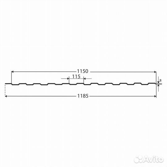 Профнастил С8 1,185х2 м 0,3 мм принтек натуральное