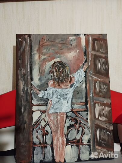 Картина девушка смотрящая из балкона