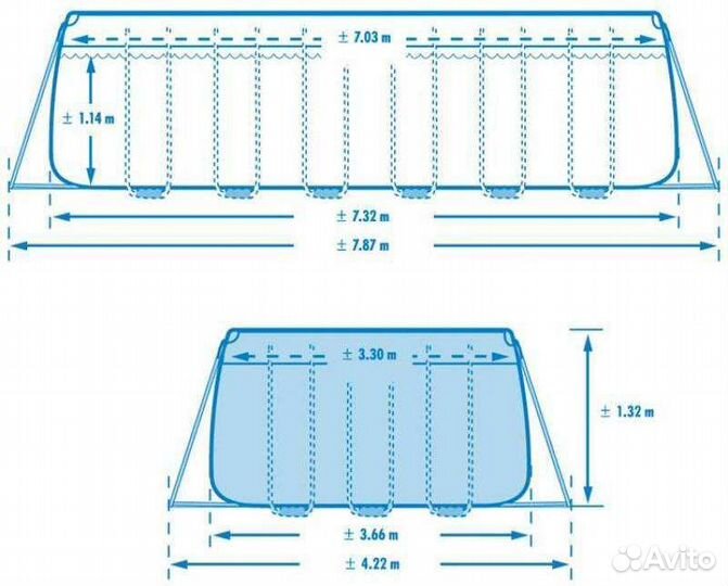 Каркасный бассейн 732х366х132 intex 26364
