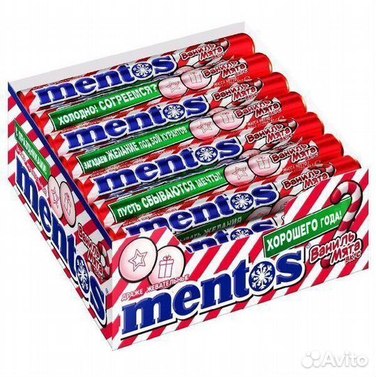 Опт - Жевательные драже Mentos Ваниль-Мята 37г