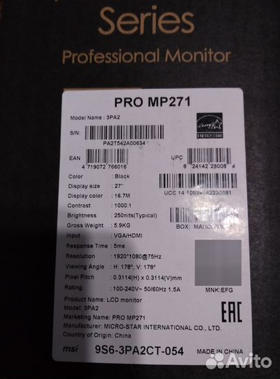Монитор MSI MP271
