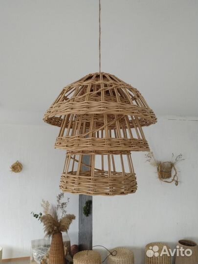 Люстры плетеные потолочные абажуры