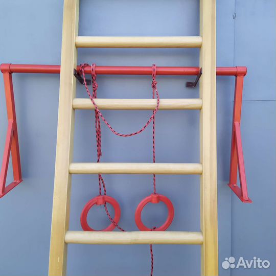 Шведская стенка детская с турником и кольцами