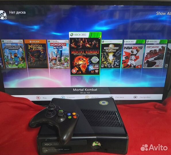 Игровая приставка Xbox 360+Mortal Kombat+162 игры