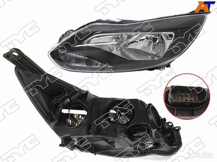 Фара ford focus III 11-15 LH с корректором, чёрная