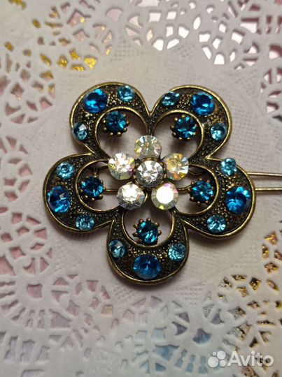 Броши, серьги, зажим для платка винтаж