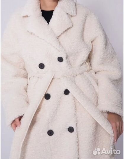 Шуба зимняя тедди чебурашка белая L