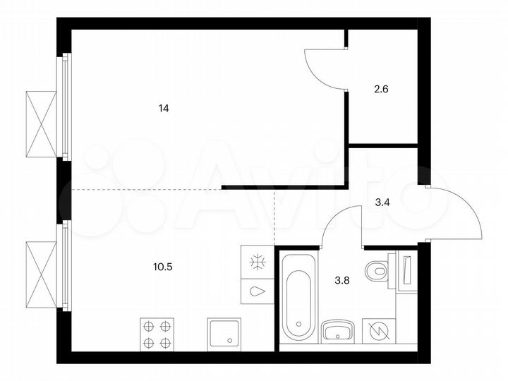 1-к. квартира, 34,3 м², 17/25 эт.