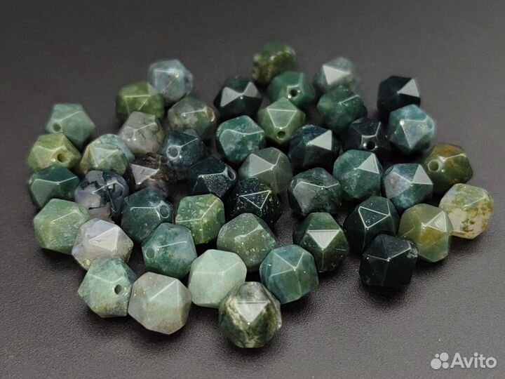 Агат моховой бусины огранка 8 мм