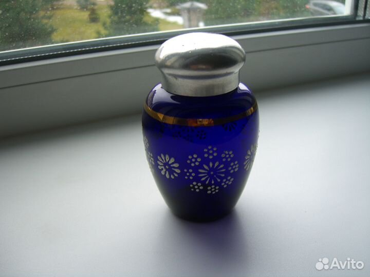 Чайница синее стекло