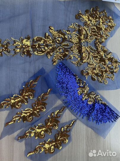 Декор пришивной/цветы на сетке/ткань декоративная