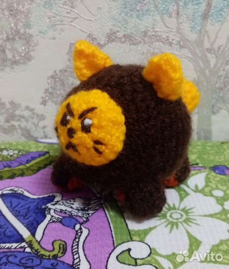 Вязаная игрушка котик перевёртыш