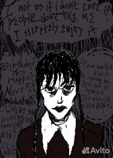 Открытка Уэнсдей Аддамс Wednesday Addams