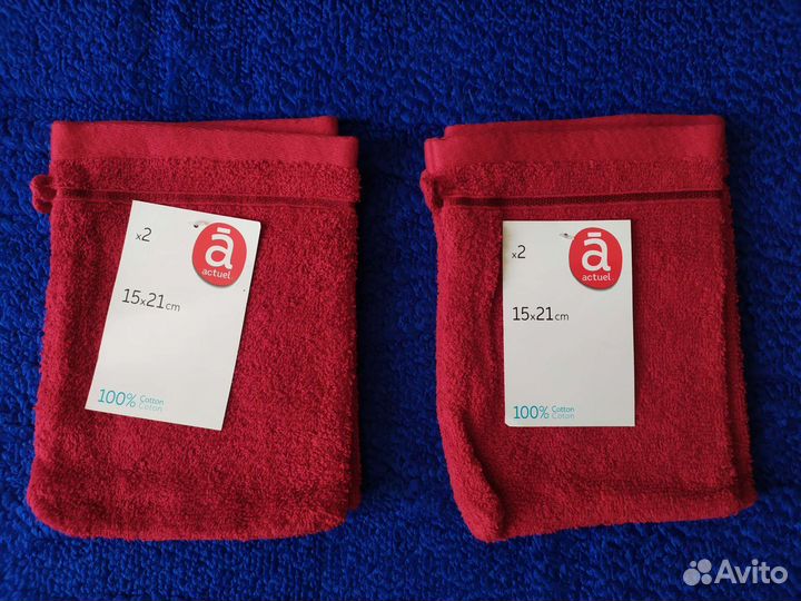 Новые махровые мочалки-варежки 2шт