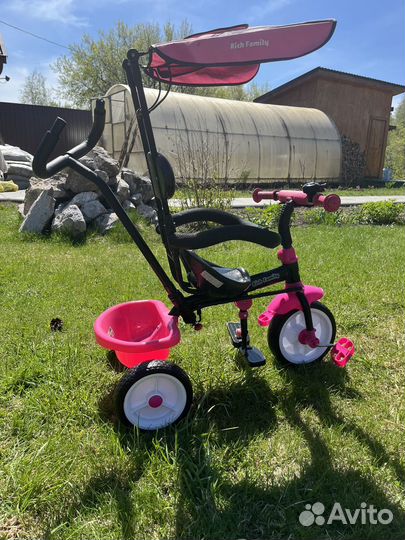Детский велосипед трехколесный с ручкой