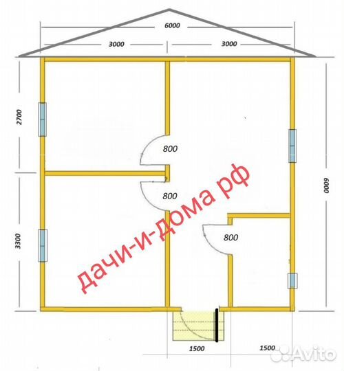 Каркасный дачный дом 6х6