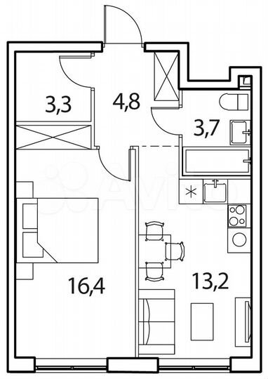 1-к. квартира, 41,5 м², 15/17 эт.