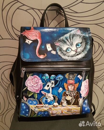 Кожаный рюкзак с ручной росписью
