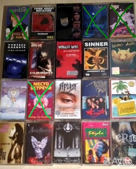 Аудиокассеты с записью. Рок, металл, поп