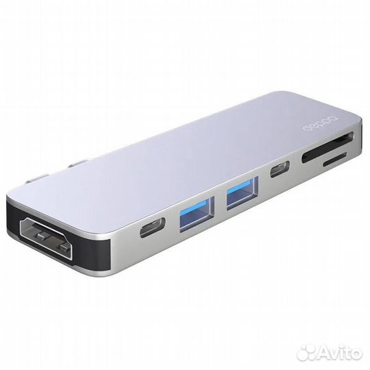 Адаптер Deppa USB-C для MacBook 7в1 (Серебристый)