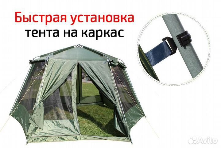 Шатер палатка, туристический 420x385см с сеткой