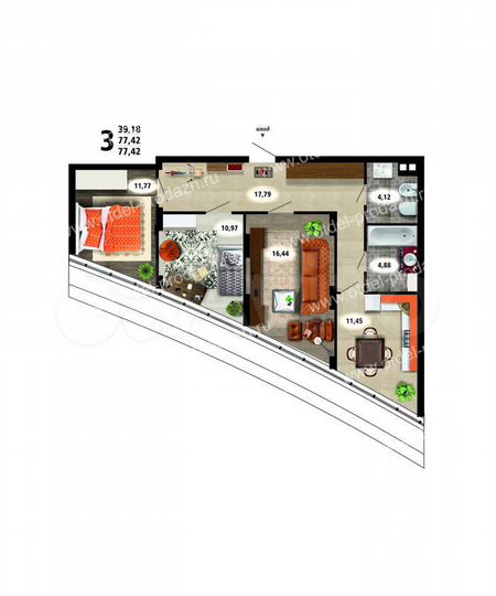 3-к. квартира, 79,7 м², 9/20 эт.