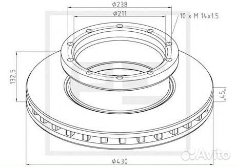 016.295-00A диск торм 430/211x45/132.5 10n-238