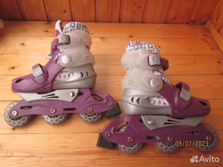 Роликовые коньки детские раздвижные 26-29р.+защита