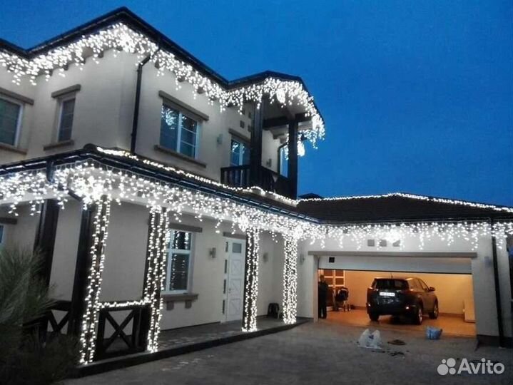 Новогодние Гирлянды Бахрома Дюралайт Установка
