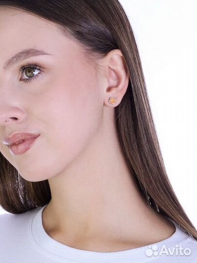 Серьги-пусеты серебряные с фианитами