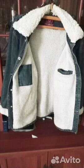 Джинсовая куртка с мехом шерпа мужская