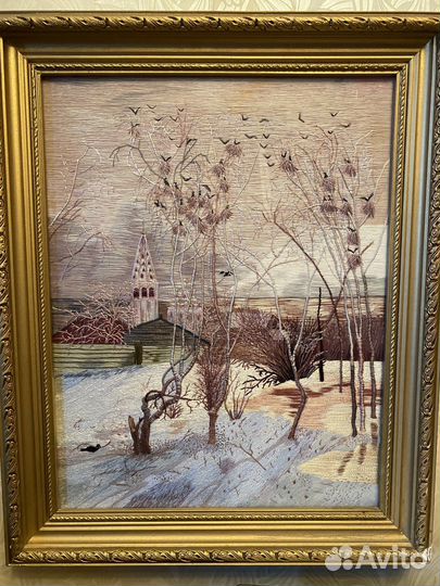 Картина вышитая шелком